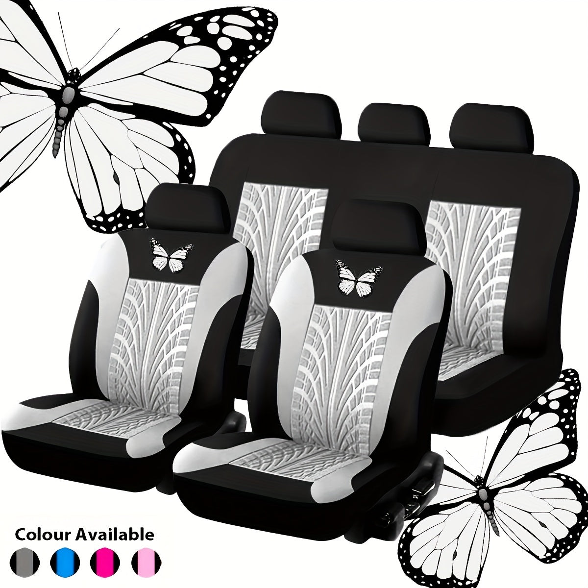 Full Set Red Universal Butterfly Embroidery Car Seat Cover