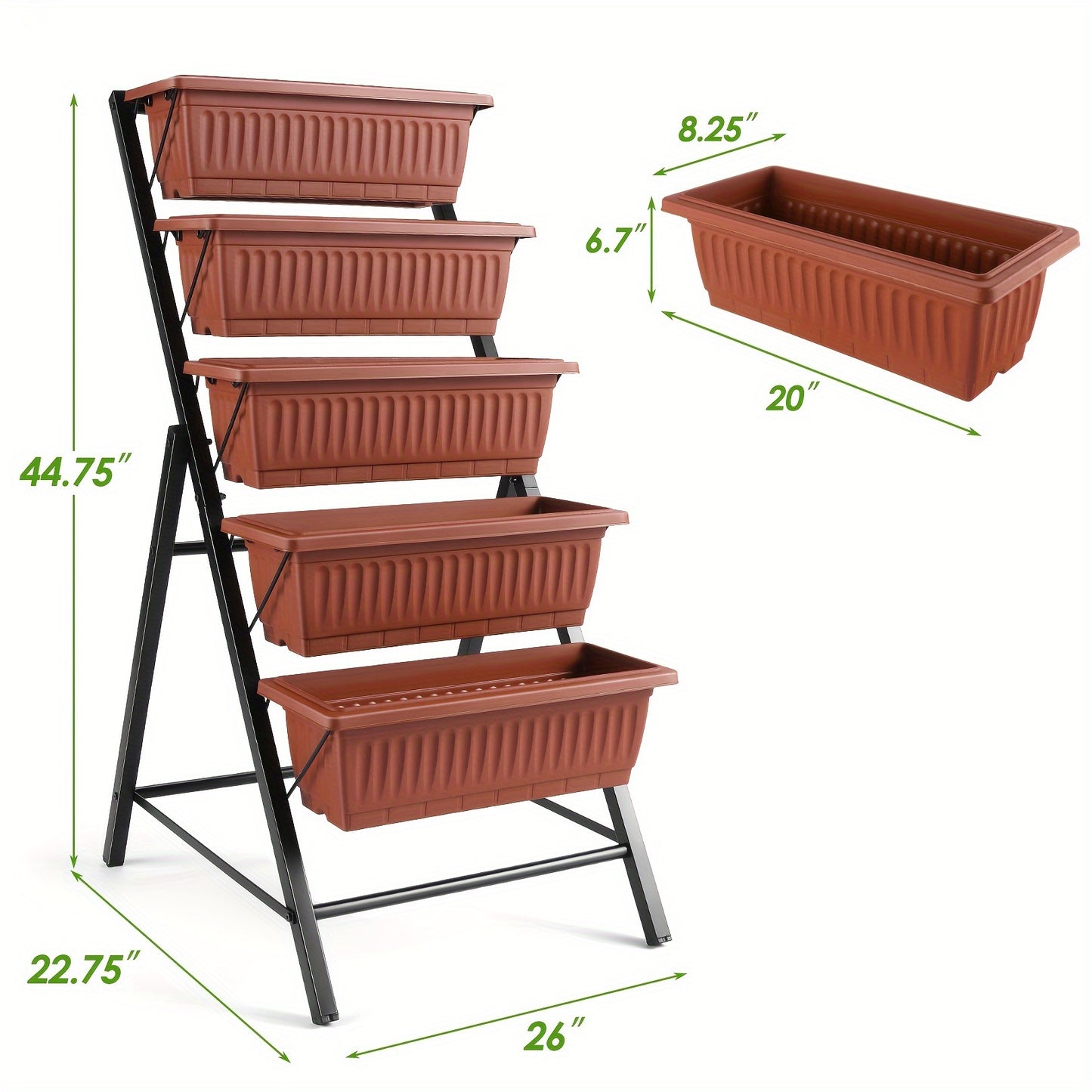 Homdox 5-Tier Vertical Raised Garden Bed Planter Box with Drainage Holes