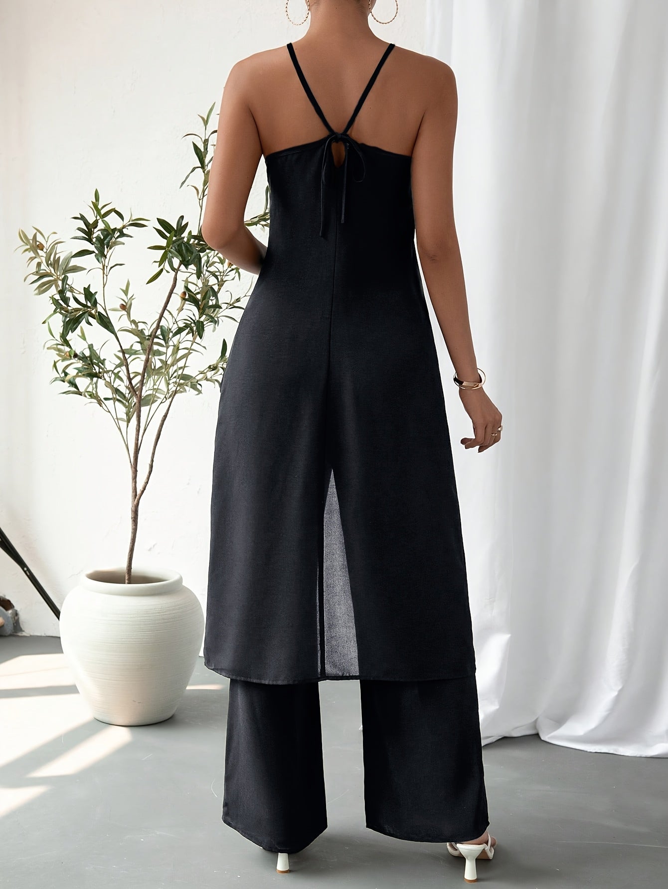 Elegant Casual Solid Color Women's Camisole 2pcs Set
