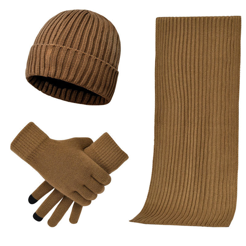 Men's & Women's 3-Piece Winter Set – Thick Knit Wool Hat, Scarf & Gloves