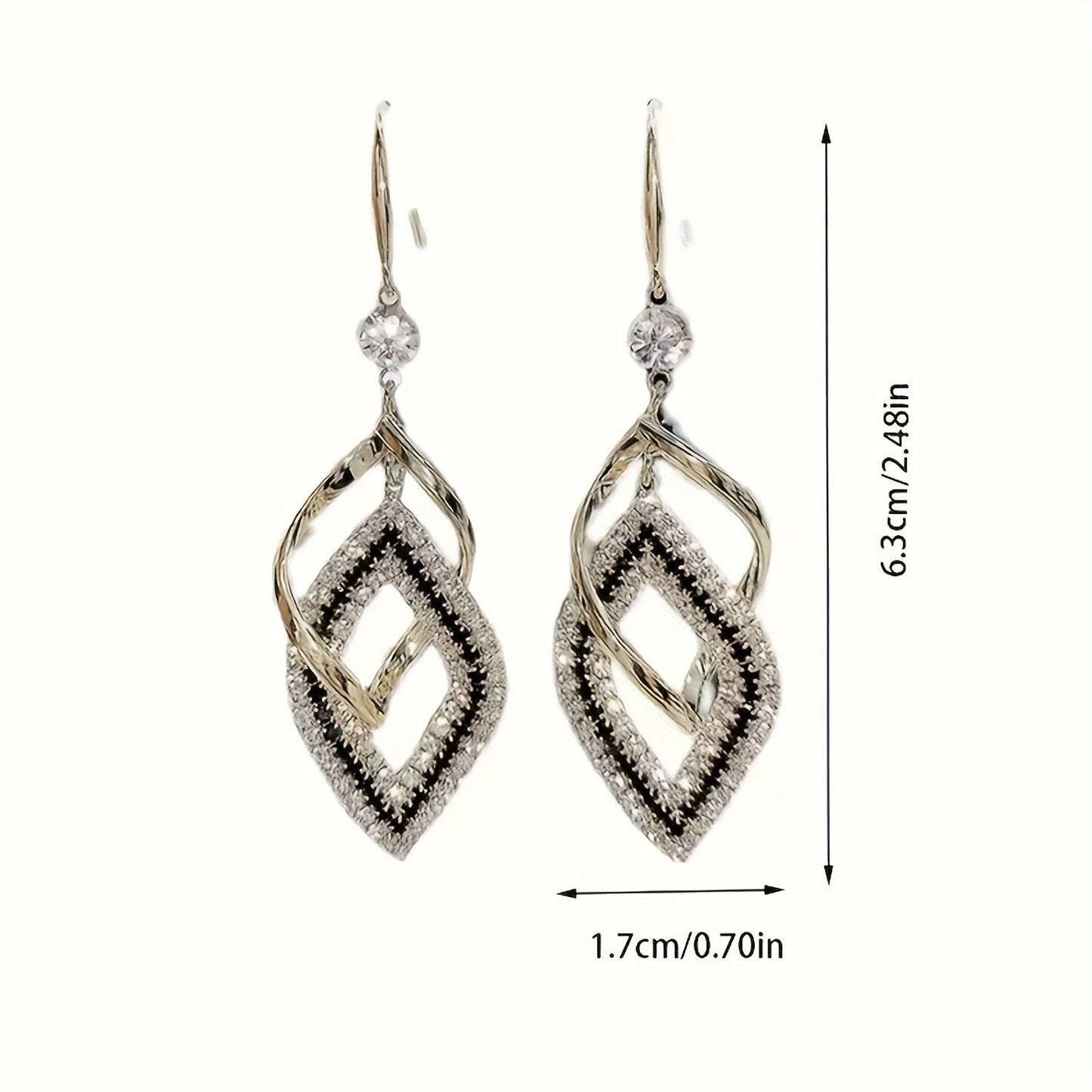 1pc Stylish Sexy Double Hollow Sparkle Pendant Earring