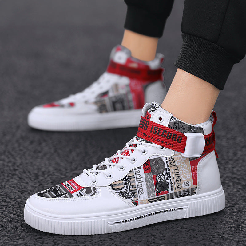 Spring Men’s Trendy Black High-Top Sports Shoes for Teen Boys & Young Men