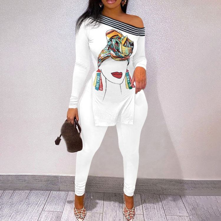 Women's Urban Style 3D Character Print Long Sleeve 2 pc Set