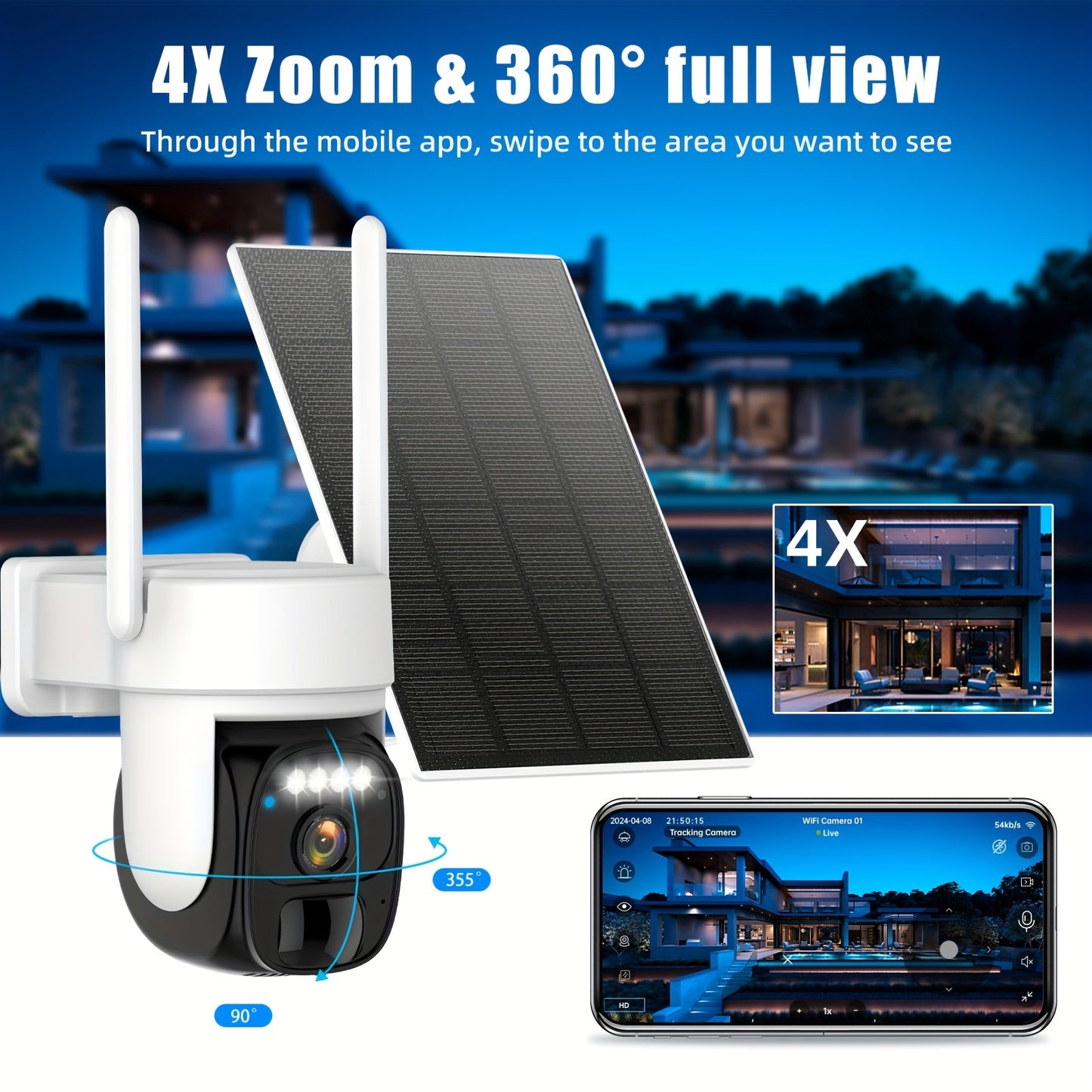 3-pack solar-powered security camera kits