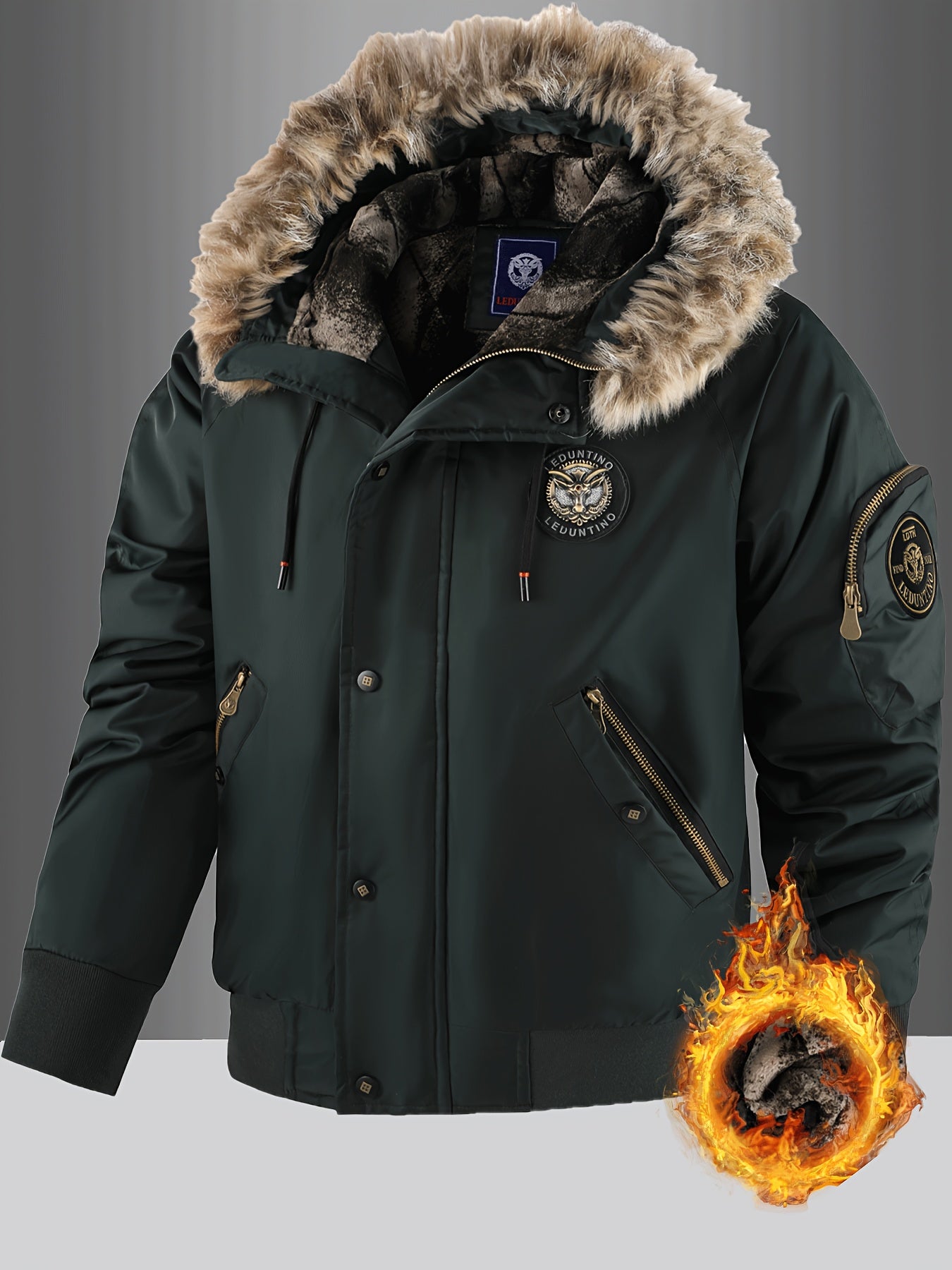 Men’s Insulated Winter Jacket with Detachable Fur Hood
