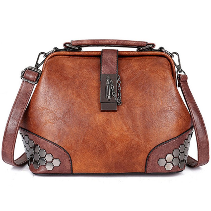 Vintage Leather Doctor-Style Handbag for Women