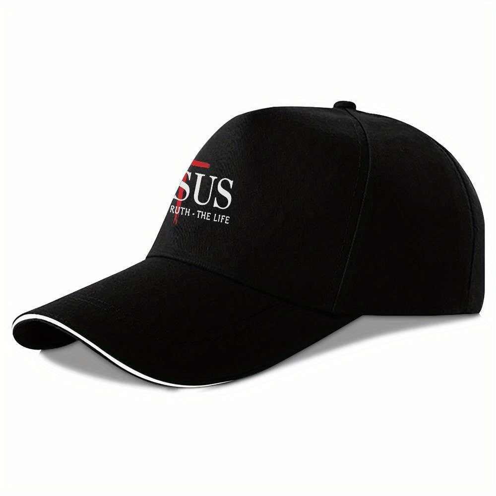 Jesus The Way - Truth - The Life" Cross Pattern Printed Baseball Cap