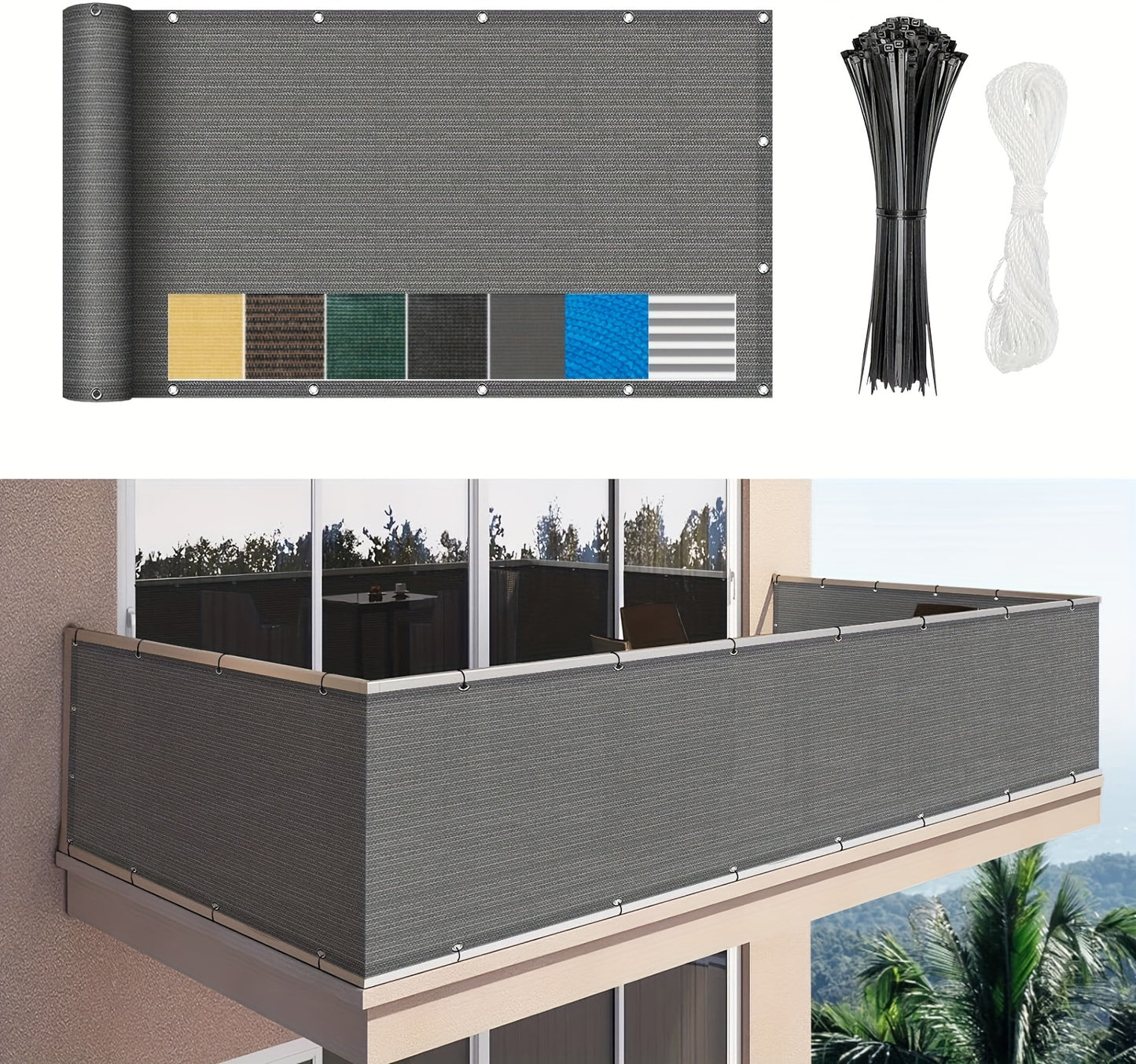 [3x16ft Privacy Screen Fence Cover Net – Windproof, Sun Shade Outdoor Protection]