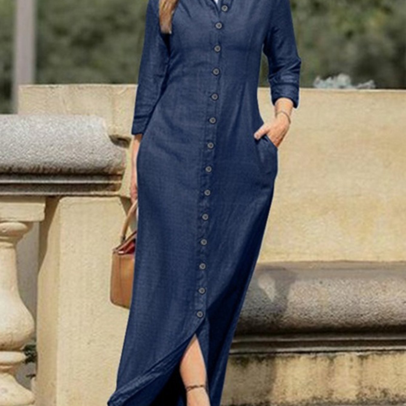Plus Size Denim Shirt Dress for Women