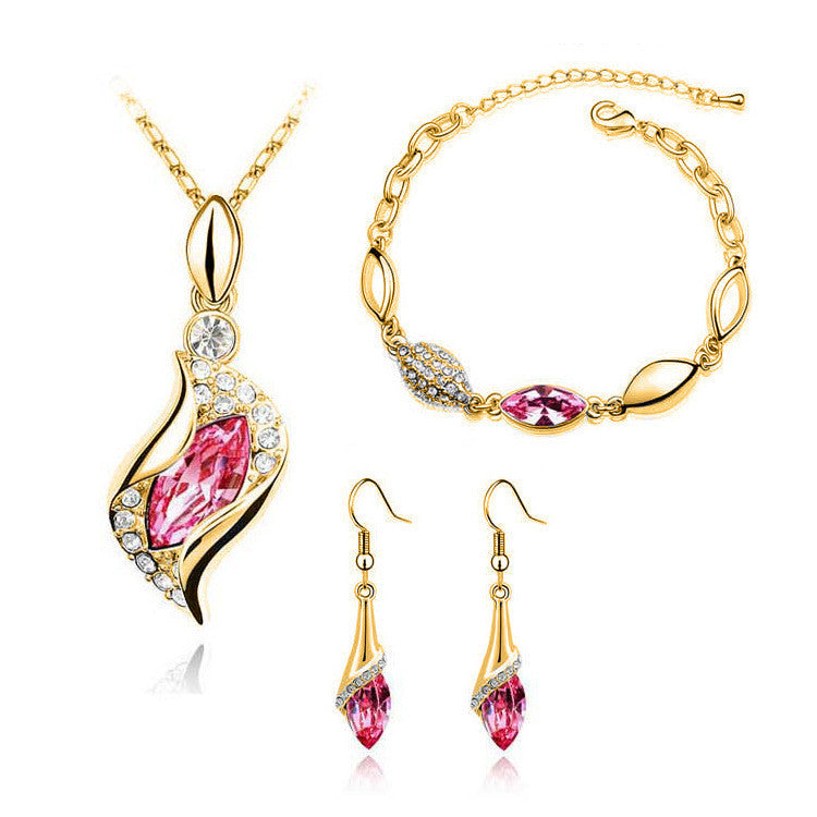 Fashion Necklace Bracelet Earrings Ring Jewelry Set