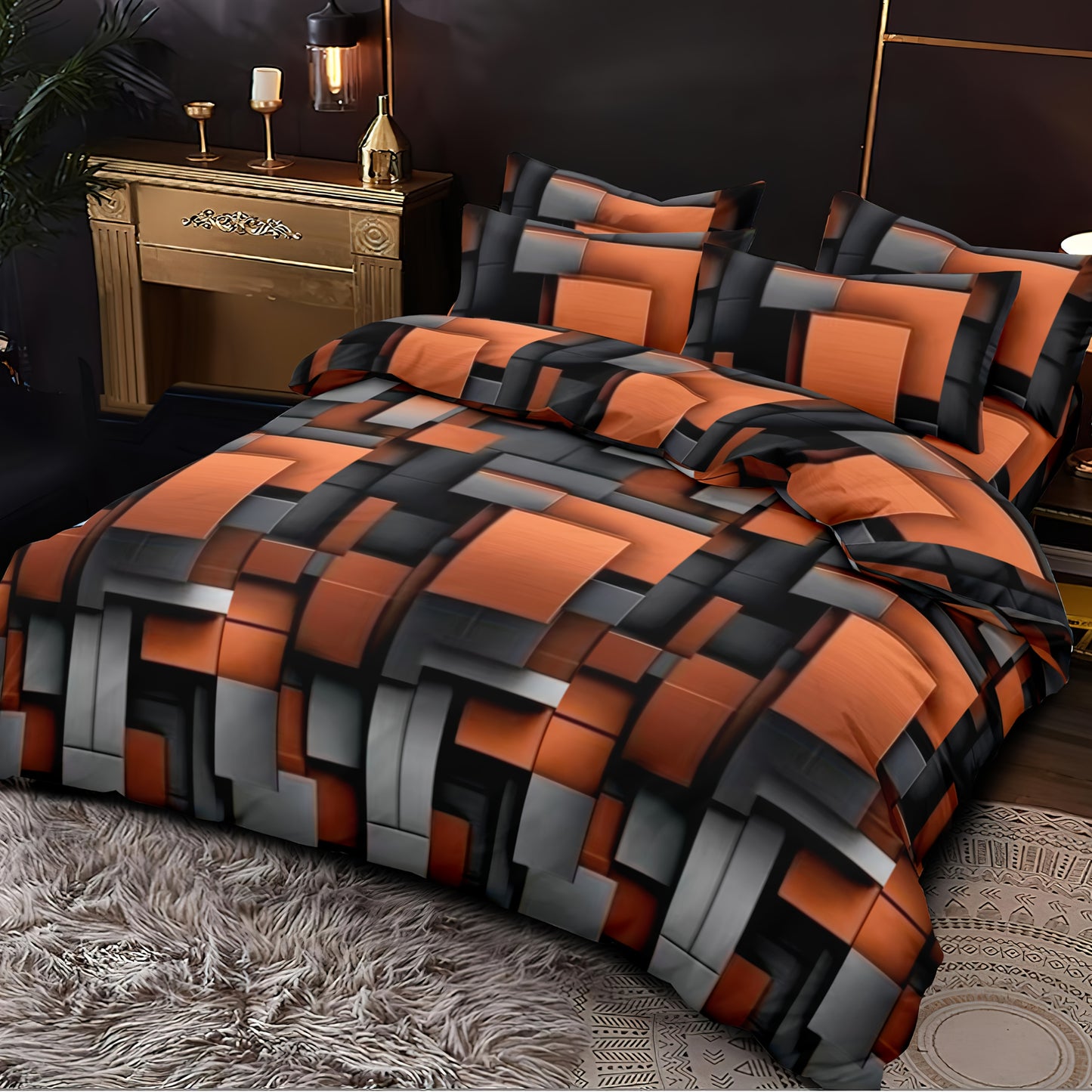 3-Piece Polyester Abstract Space-Themed Duvet Cover Set