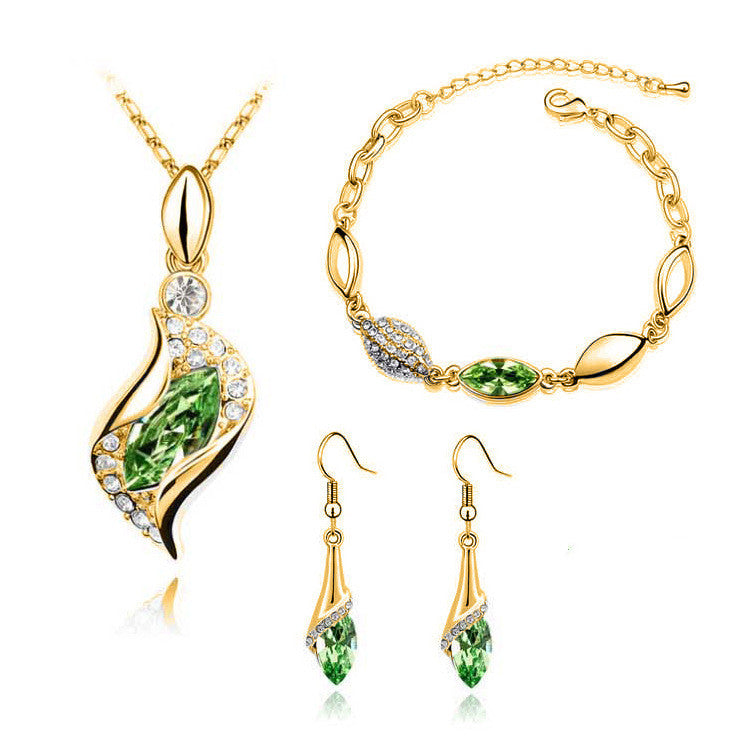 Fashion Necklace Bracelet Earrings Ring Jewelry Set