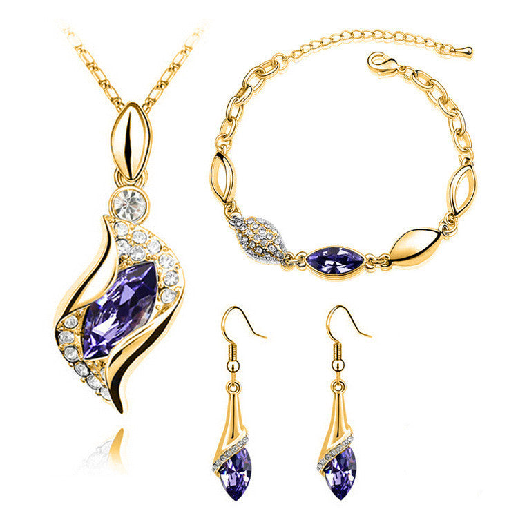 Fashion Necklace Bracelet Earrings Ring Jewelry Set