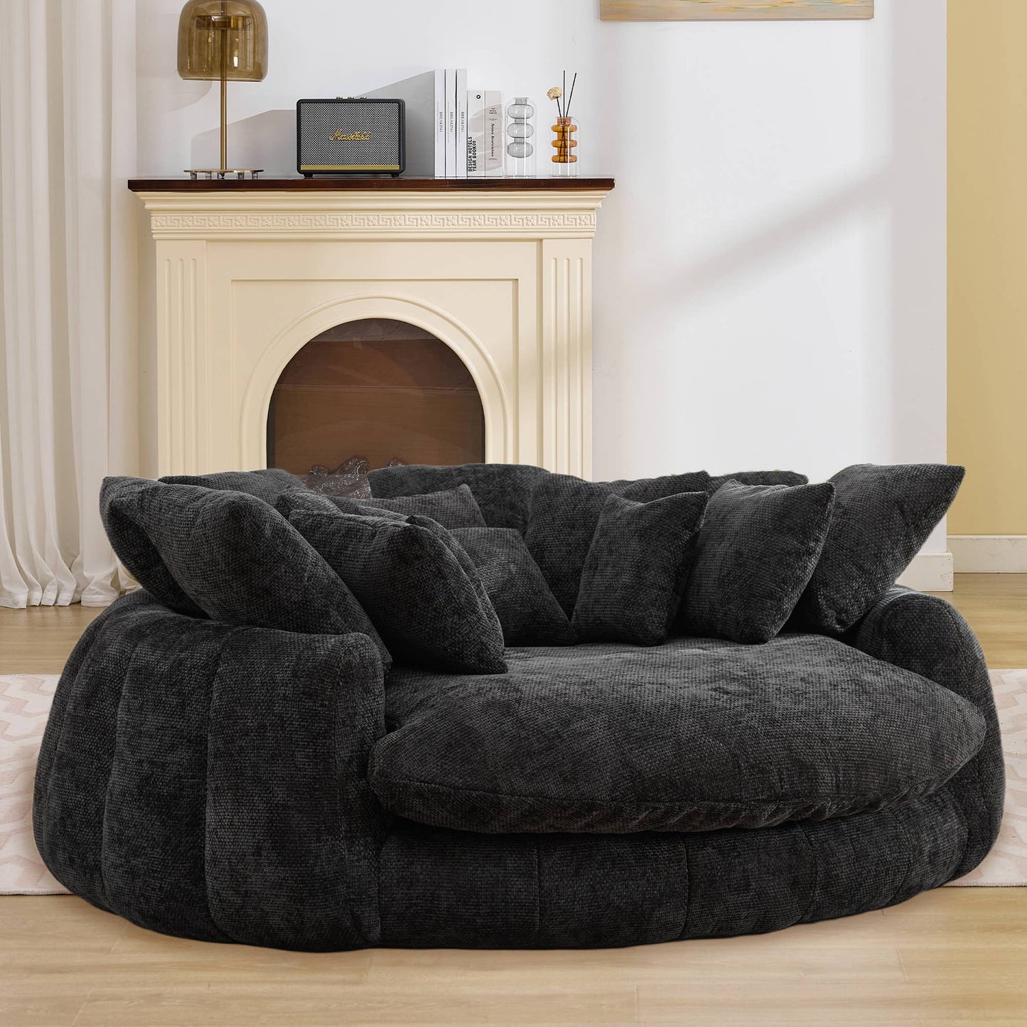 71.6" Oversized Chenille Bean Bag Sofa Chaise, 6 Colors