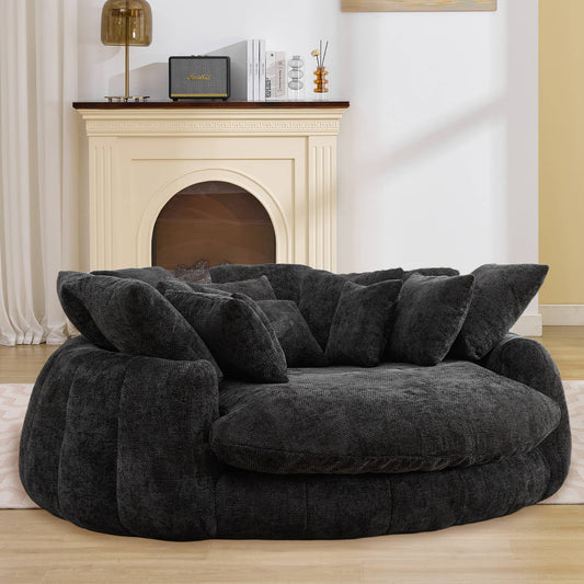 71.6" Oversized Chenille Bean Bag Sofa Chaise, 6 Colors