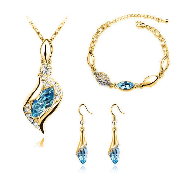 Fashion Necklace Bracelet Earrings Ring Jewelry Set