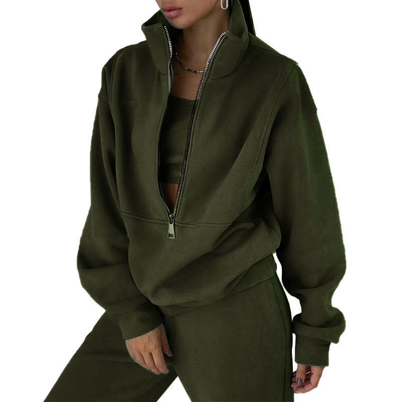 Women's Two-Piece Sweater Fleece Sports Street Activewear Set