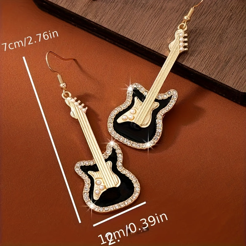 Elegant and Sexy Guitar-Style Pendant Earrings