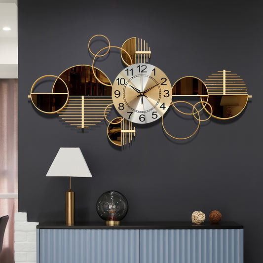 Large 31" x 17" Silent Modern Metal Wall Clock | 3D Decorative Wall Timepiece