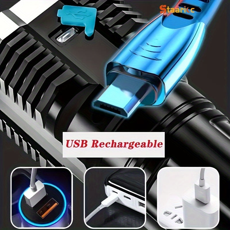 1pc LED Flashlight with Powerful 4 LEDs & COB Side Light
