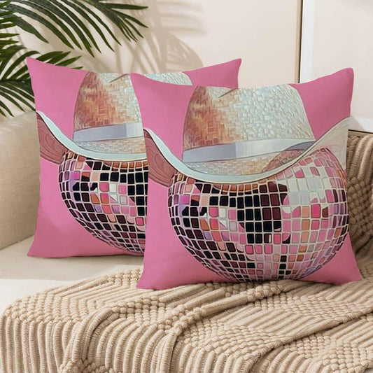 Chic Pink Cowgirl & Cowboy Boots Throw Pillow Cover: