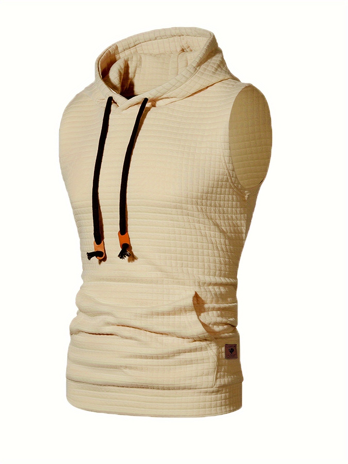 2pcs Casual Sleeveless Hooded Jacquard Tank Top