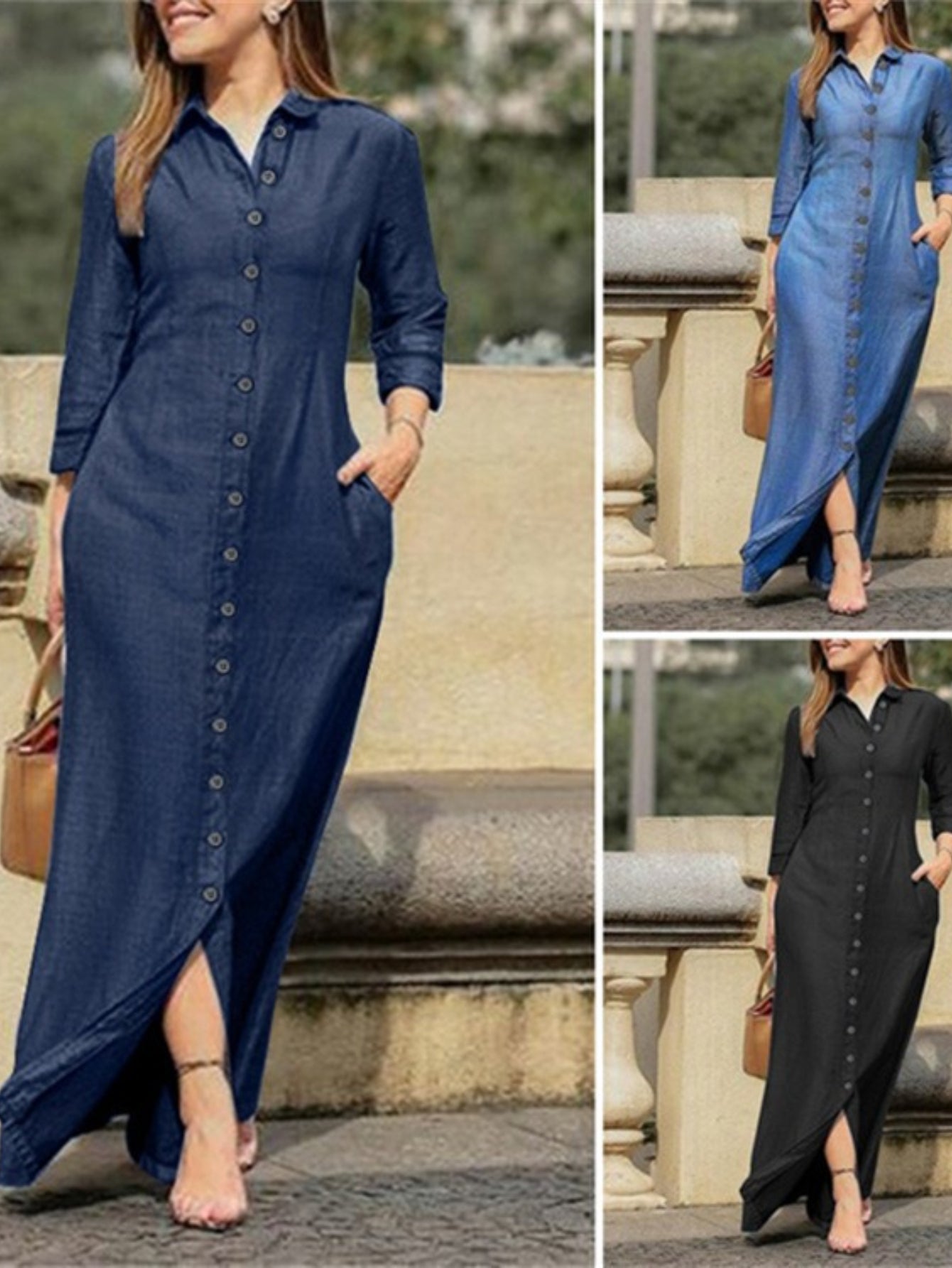 Plus Size Denim Shirt Dress for Women