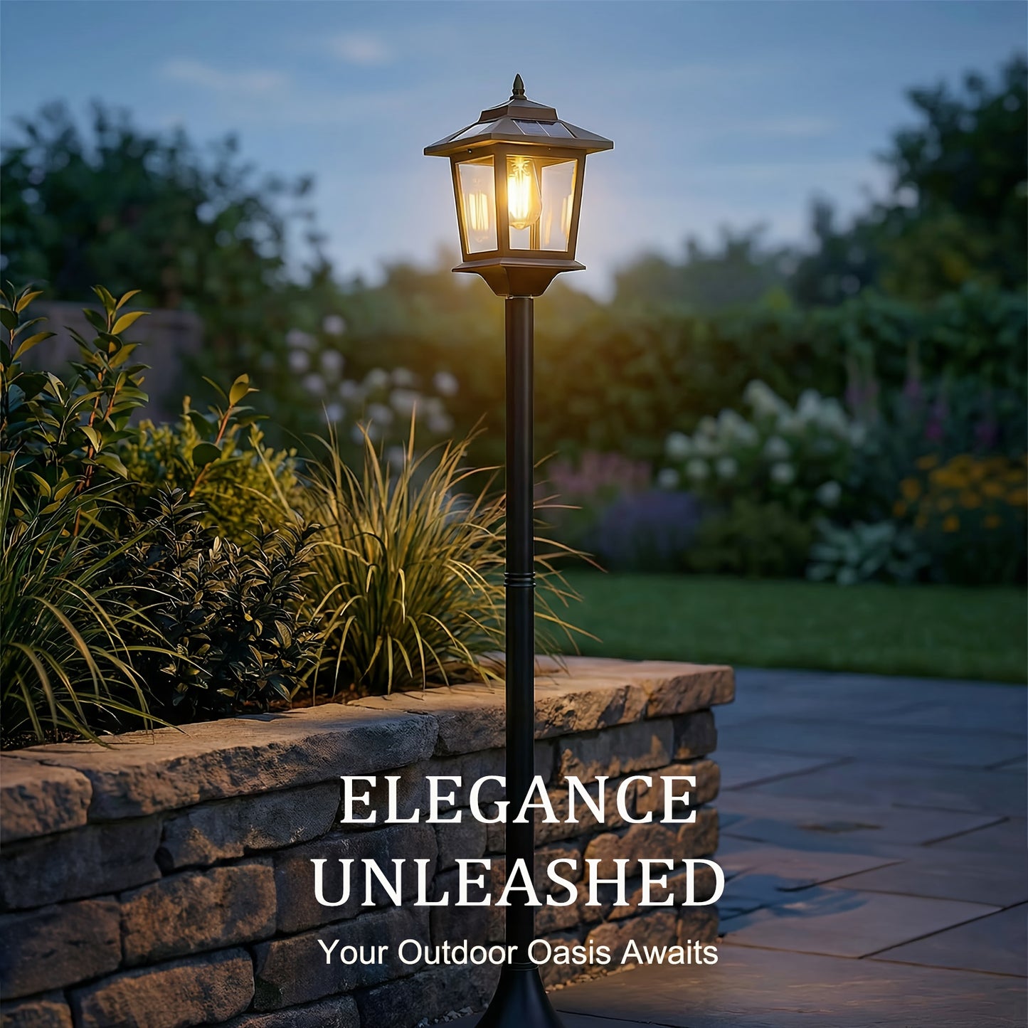 2 Pack of 63-inch Solar Lamp Post Lights