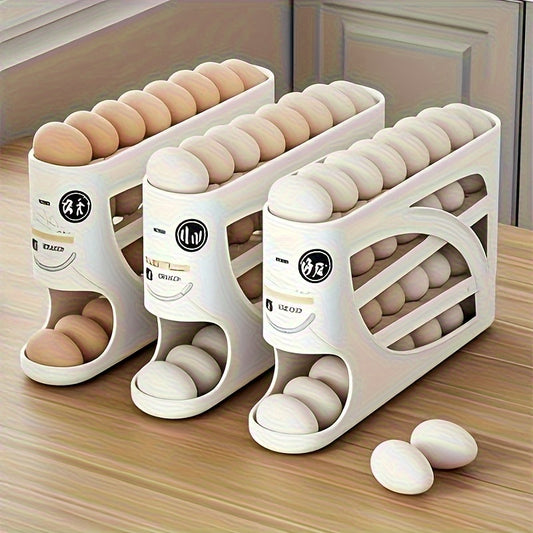 4-Tier Rolling Egg Holder – Space-Saving Side Door Design