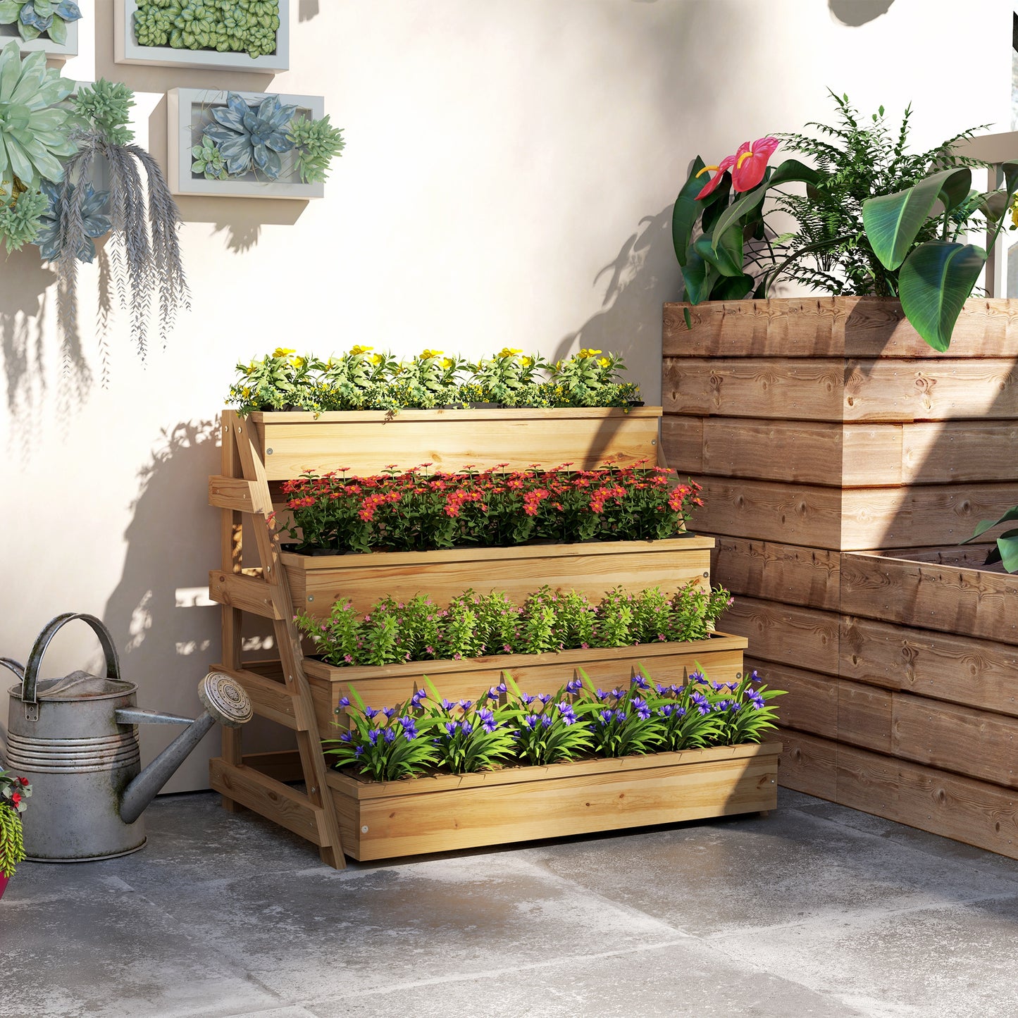 4-tier vertical raised garden bed with drainage holes
