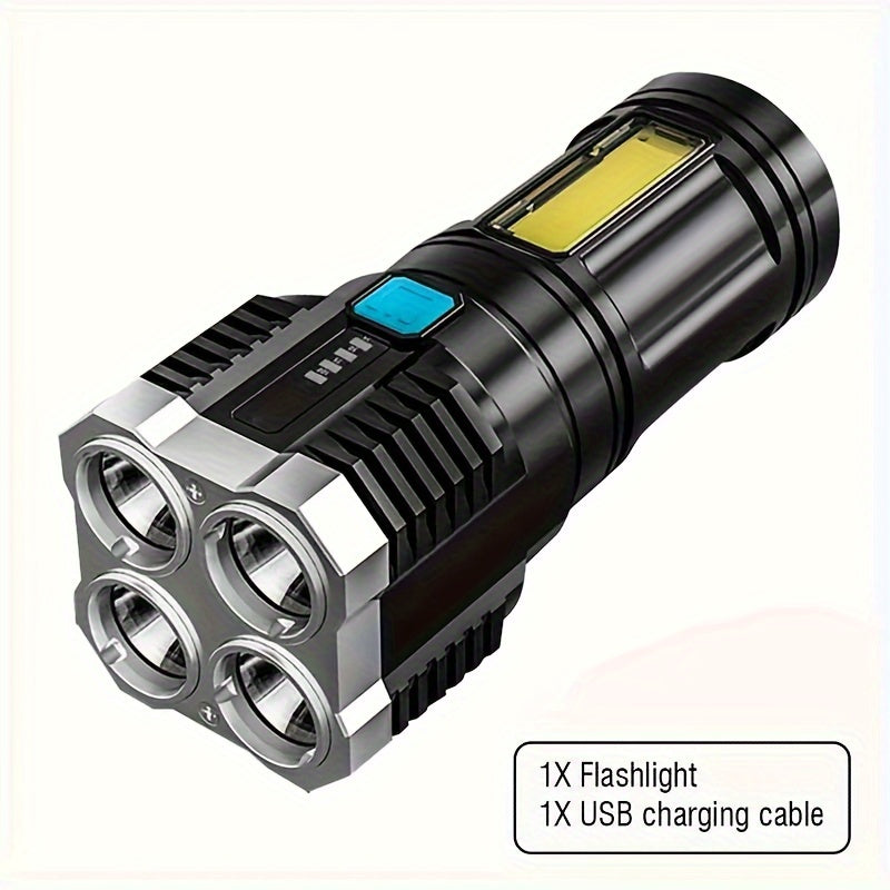 1pc LED Flashlight with Powerful 4 LEDs & COB Side Light