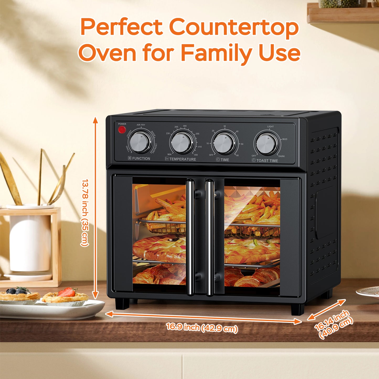 29QT French Door Air Fryer Toaster Oven (1700W Black