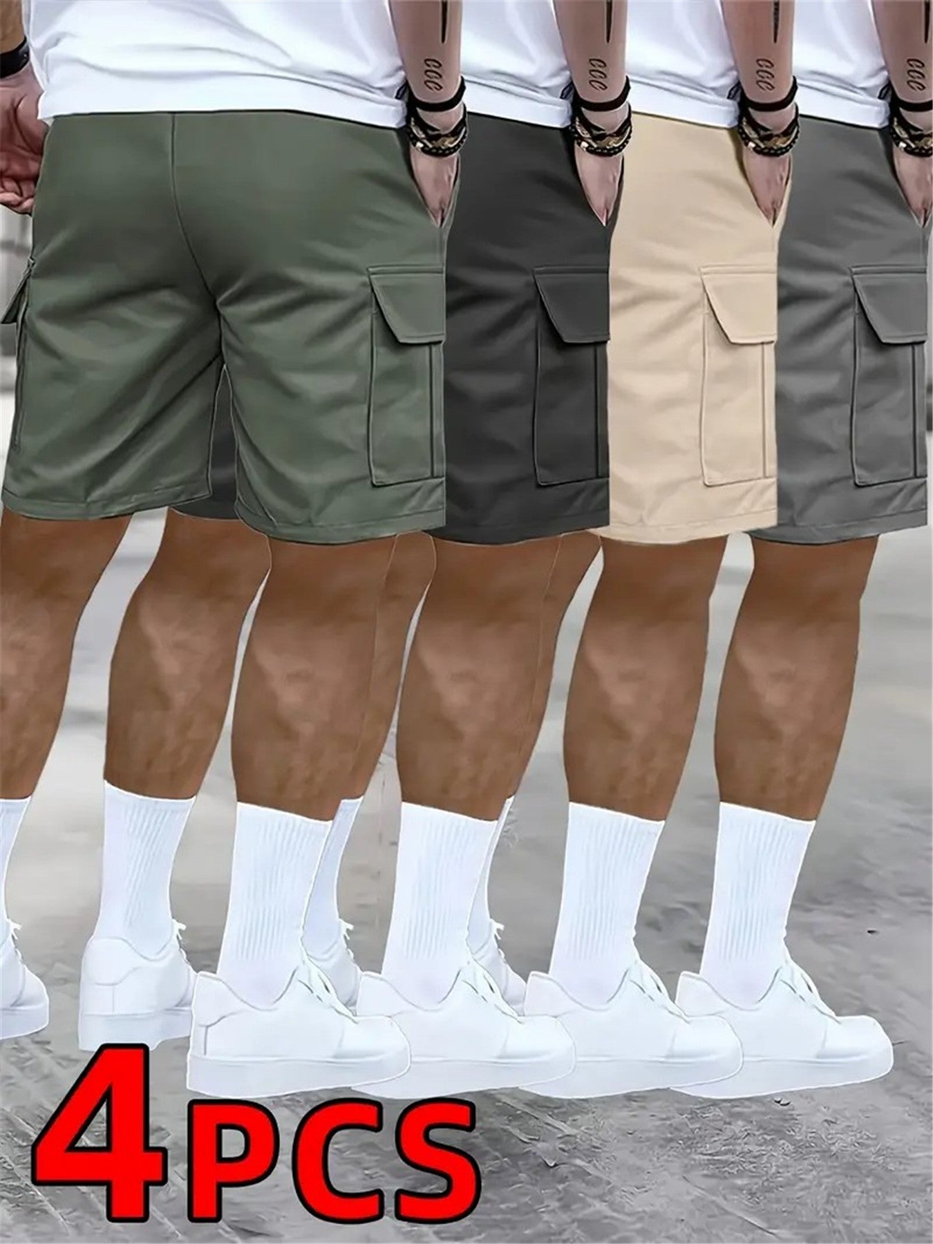 Men’s Casual Loose Workwear Shorts – 4-Pack
