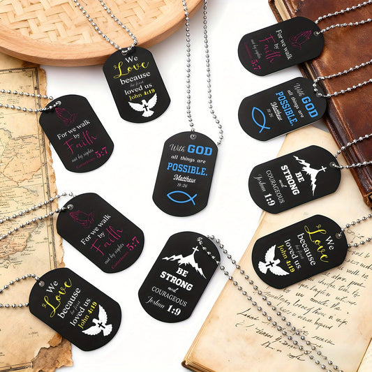 24pcs Christian Religious Dog Tag Necklaces with Bible Verses Scripture Dog Tag Necklace Bulk for Christmas Church Gifts 304 Stainless Steel Inspirational Necklaces with Chain for Men Women