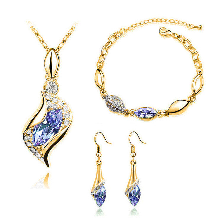 Fashion Necklace Bracelet Earrings Ring Jewelry Set