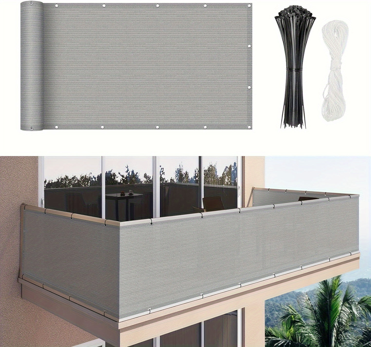 [3x16ft Privacy Screen Fence Cover Net – Windproof, Sun Shade Outdoor Protection]