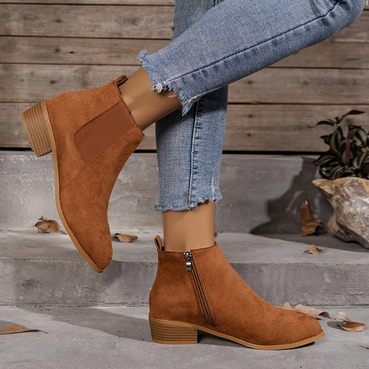 Step into Style and Comfort – Pointed Toe Ankle Boots with Chunky Heels