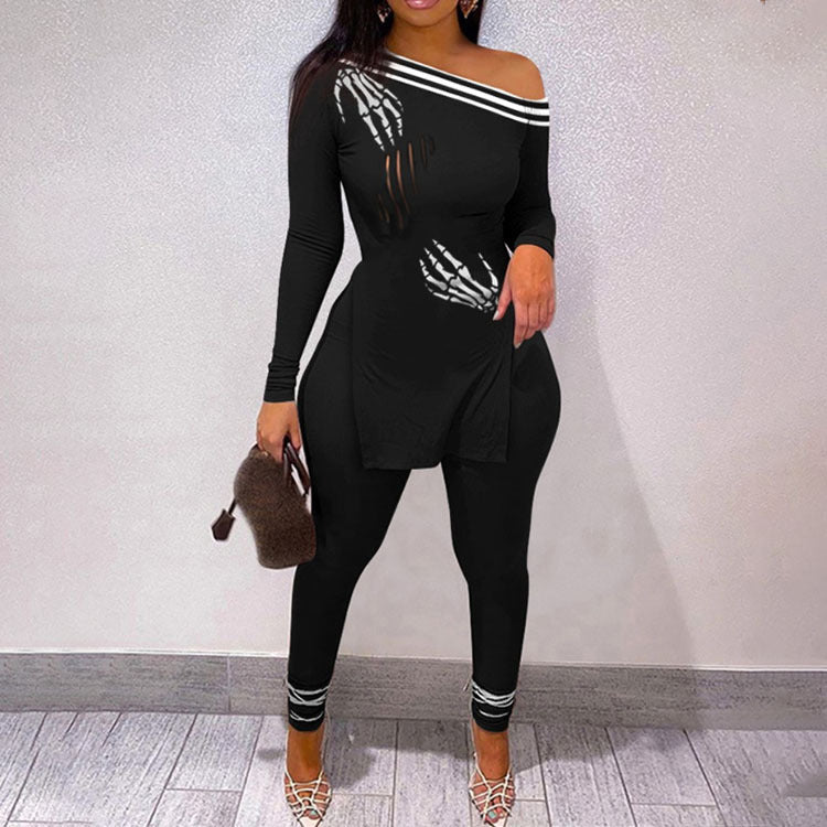 Women's Urban Style 3D Character Print Long Sleeve 2 pc Set