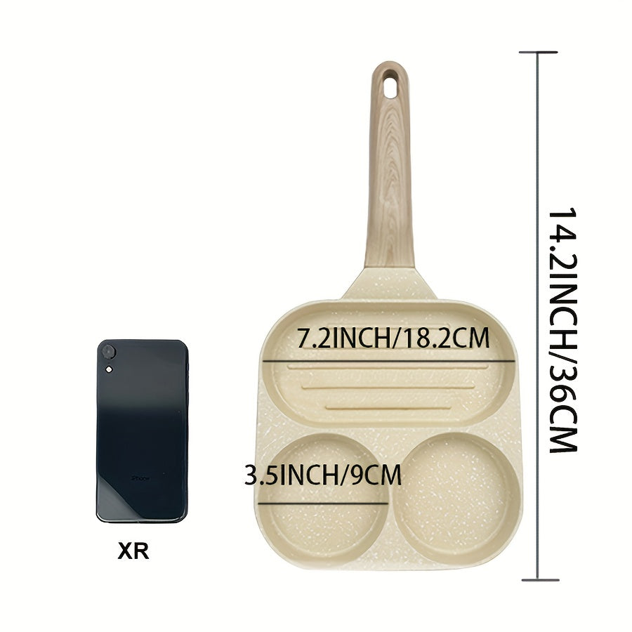 Non-Stick Aluminum Multi-Functional Compartment Pan with Wooden Handle