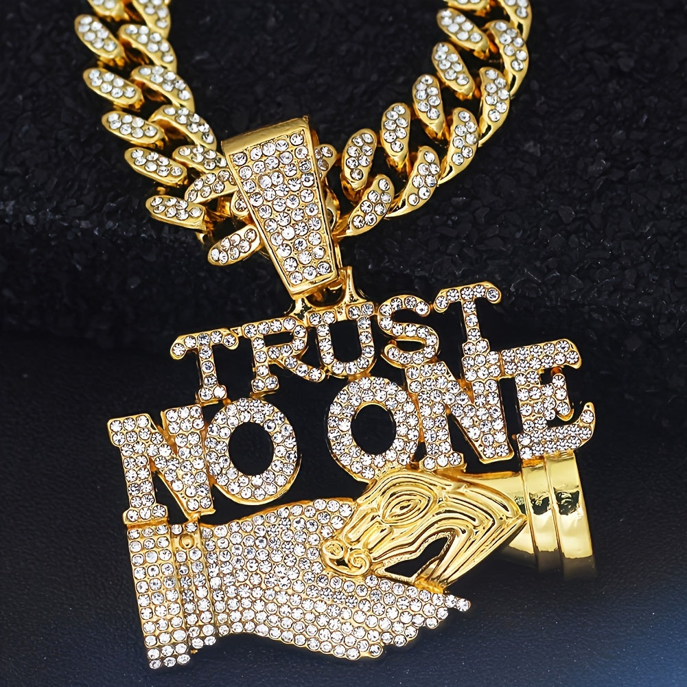 1 pc Men's 'TRUST NO ONE' Hip Hop Pendant Necklace