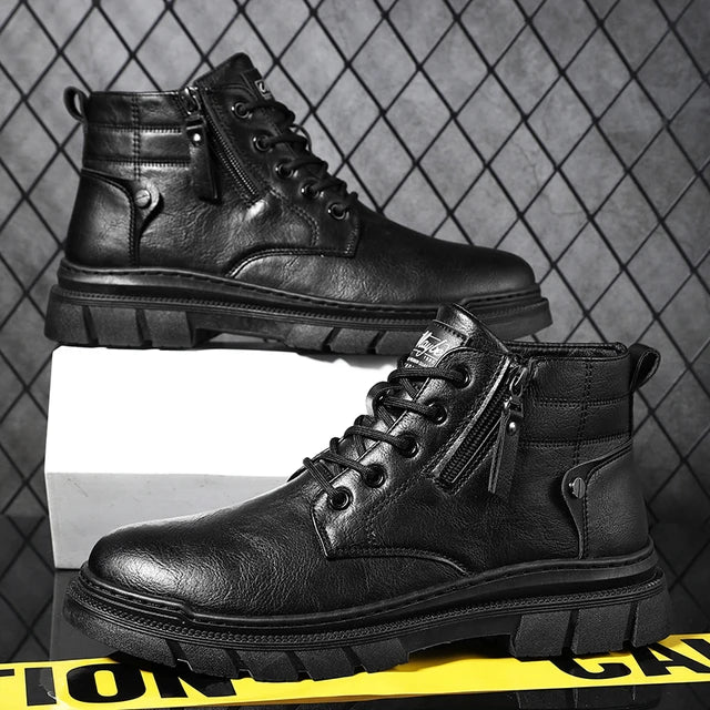Men's Retro Leather Work Boots