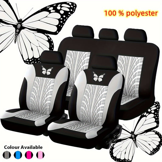 Full Set Red Universal Butterfly Embroidery Car Seat Cover