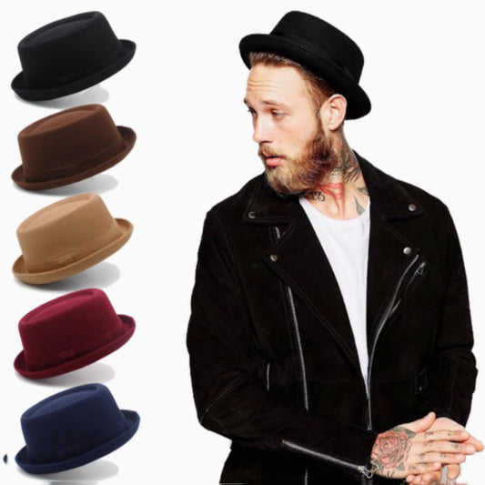 Men's Retro Flat Top Fedora Hat