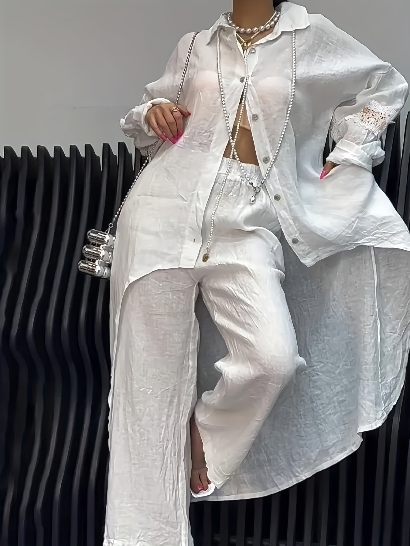 Stylish Women's Long Shirt and Pants Set