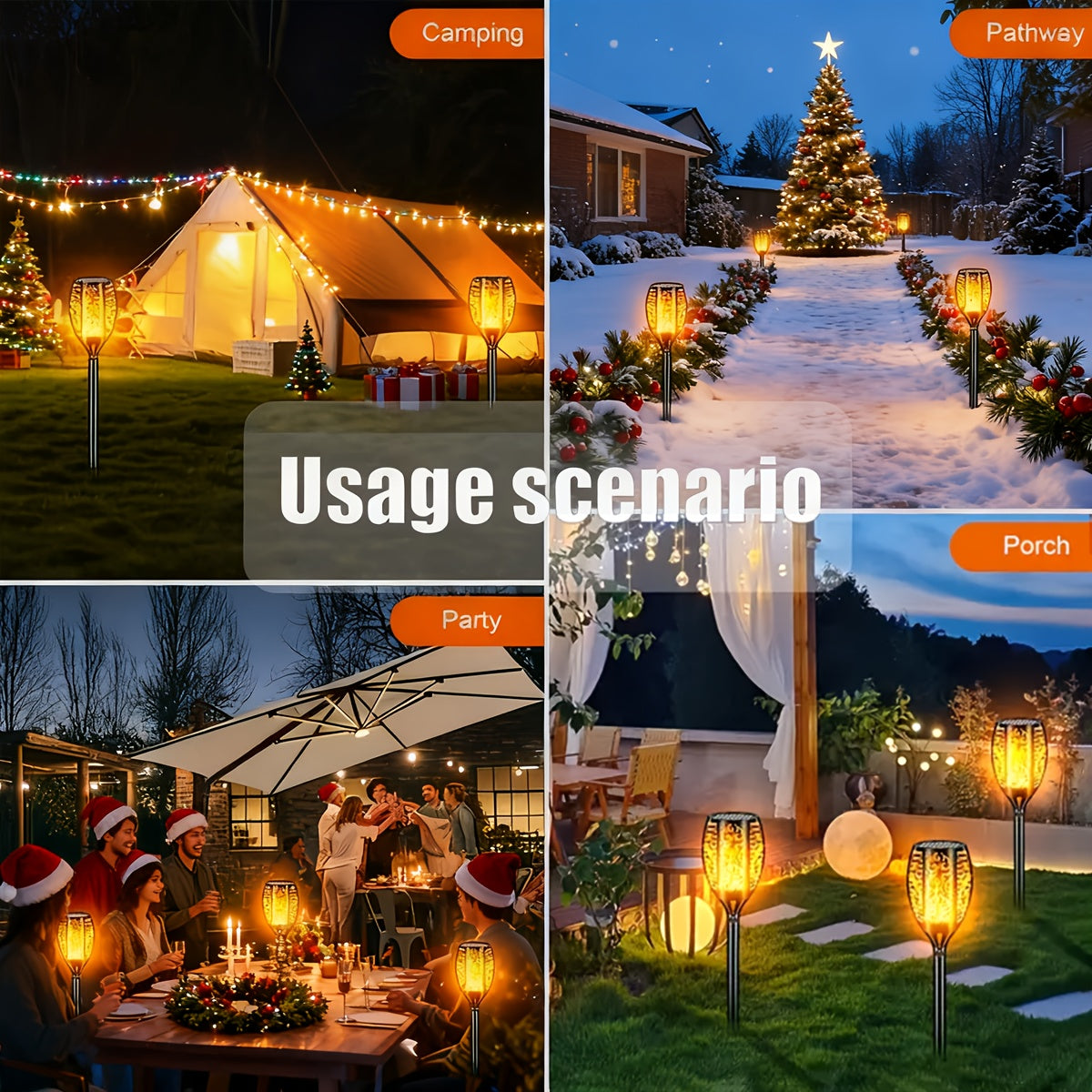 8-pack of Solar Flickering Flame Torch Lights