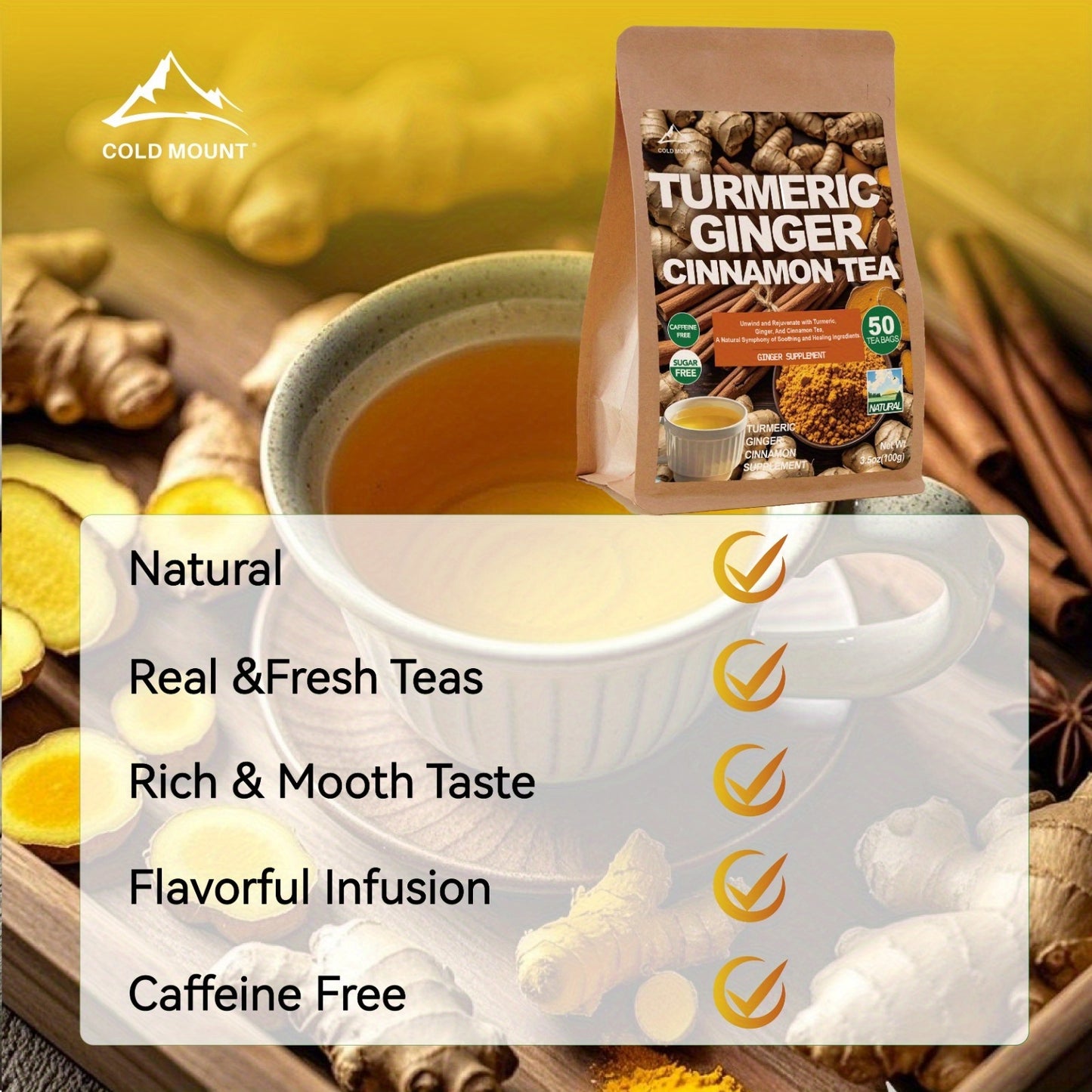 Turmeric Ginger Cinnamon Tea – 50 Bags