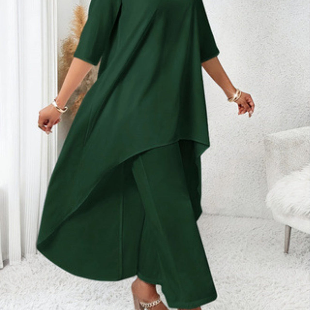 Plus Size Women’s Loose Mid-Sleeve Casual & Elegant Versatile Slim-Fit Top  Product description