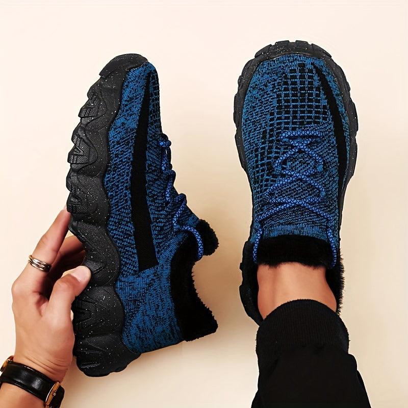 Men's Casual Sneakers – Geometric Knit Comfort & Style