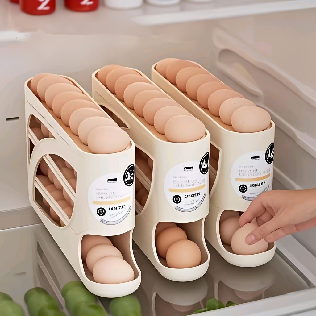 4-Tier Rolling Egg Holder – Space-Saving Side Door Design