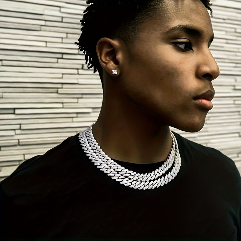 Punk Cuban Link Chain – 2-Piece Shiny Necklace & Bracelet Set